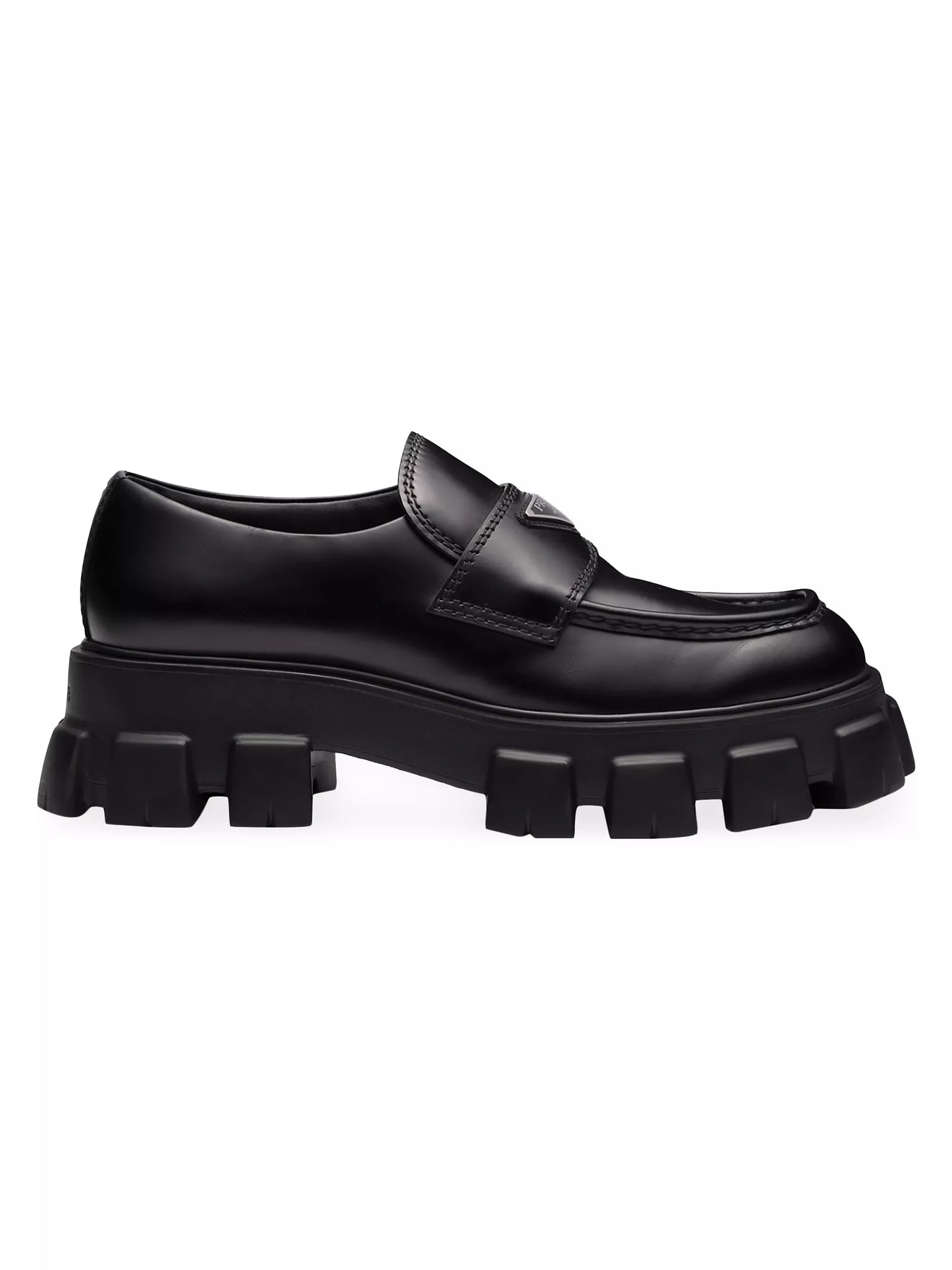 Prada  Monolith Brushed Leather Loafers