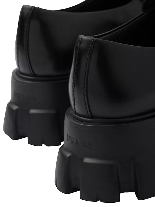 Prada  Monolith Brushed Leather Loafers